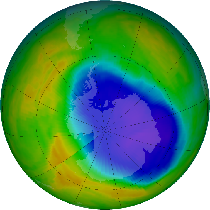 Antarctic ozone map for 31 October 1996